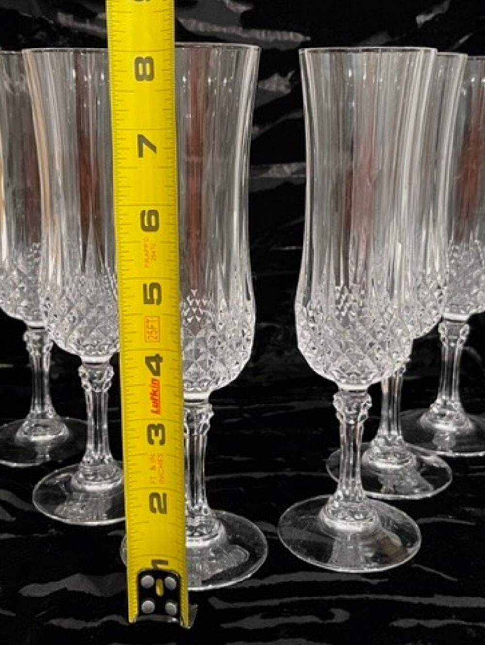 Longchamp‎ By Crystal D'Arques Paris Set Of 6 Elegant Fluted Champagne Stems - Picture 7 of 8